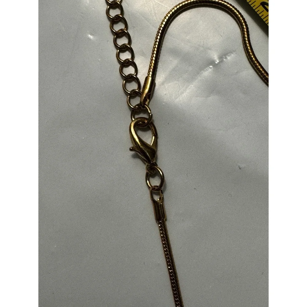 Gold‎ Tone Snake Chain Necklace Amber Multi Bead Wire Wrapped Oval Pendant